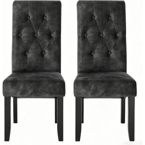 CAIziChaises d’accueil moelleuses, chaises de coiffeuse pour chambre à dossier haut, tabourets de cuisine, chaises de salle à manger, chaises de salon (lot de 2 chaises) (1/5)