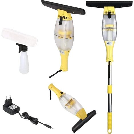 Aspirateur de fenêtre, poignée télescopique, fonctionnement sans fil, Jaune (1/2)
