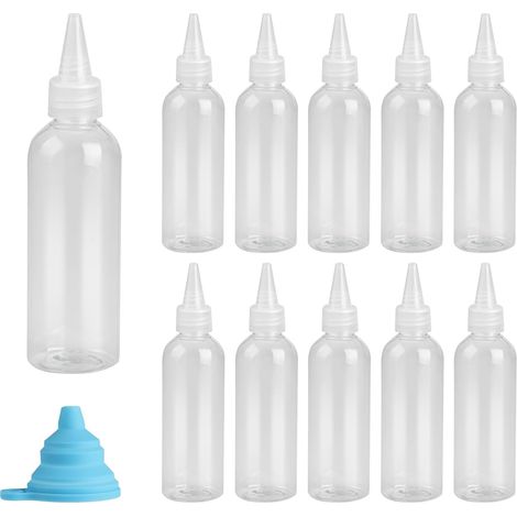 Set di 12 contenitori per salse, piccole bottigliette da 100 ml, bottigliette per condimenti, bottigliette da 100 ml, bottigliette morbide in plastica per dispenser di ketchup, con imbuto (1/5)