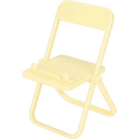 Support de téléphone pour petite chaise, mignon et pliable, en forme de chaise, support de bureau multi-angles pour téléphone portable, jaune