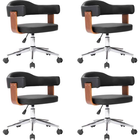 Maison Exclusive - Sedie da Pranzo Girevoli 4pz Nere in Legno Curvato e Similpelle (1/5)