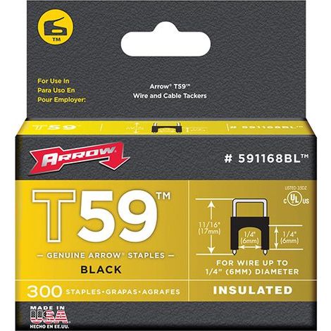T59 Insulated Staples Black 6 x 6mm Box 300 (1/3)