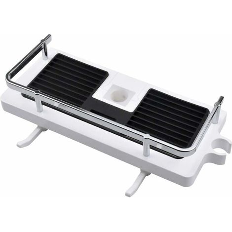 Étagère de Douche, Étagère Douche sans PerçAge, Etagere Telescopique Douche Plastique, Support de Douche avec 2 Crochets, pour 20-25mm Rail de Douche (1/5)