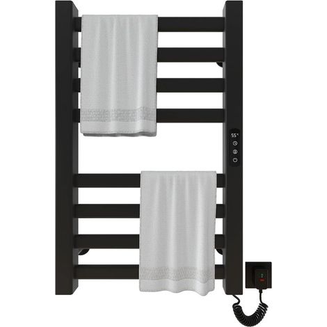 Seche Serviette Electrique 450x700mm Porte Serviettes Chauffant Porte-Serviettes électrique Intelligent Radiateur Porte-Serviettes, Chauffage en Fibre de Carbone, Anthracite-Black Right