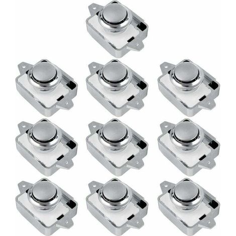 10PCS Bouton poussoir serrure SA RV tiroir placard bouton de porte camping-car caravane (argent 10 pièces) -