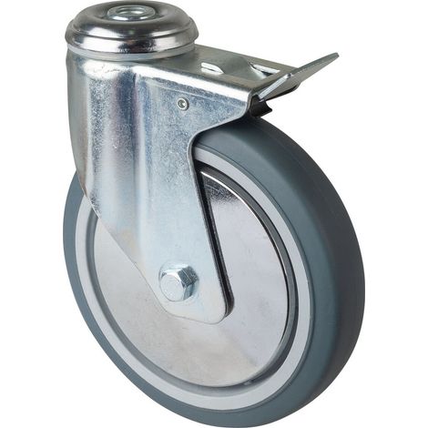 BS Rollen BS Schwere Apparaterolle C121, Lenkrolle Festst., Rad-Ø 150 mm, Tragkr. 100 kg, Kugellager, thermopl. Gummi grau (1/2)