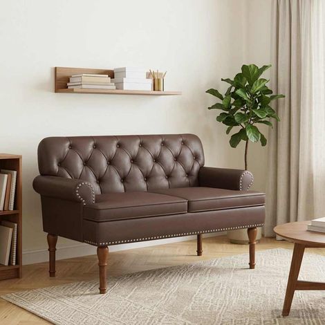 Loveseat con bottoni imbottiti Marrone 120 x 65 x 77 cm vidaXL (1/5)