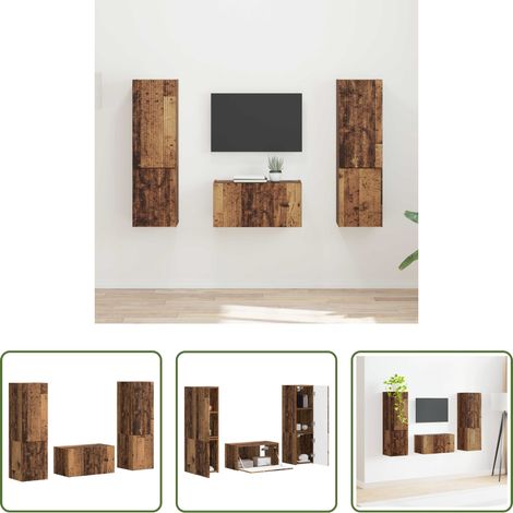 Fernsehregal - TV-Schrankset 5 pcs Altholz Holzwerkstoff (1/5)