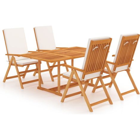 Set di mobili da giardino per esterni 5 pezzi con cuscini in legno massello di teak 020016345