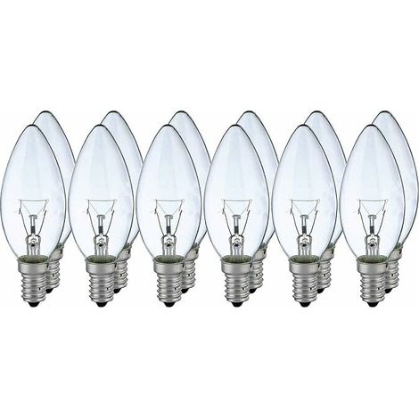 RHG 12x lampe 40W E14 bougie clair blanc ampoule à incandescence classique (1/5)