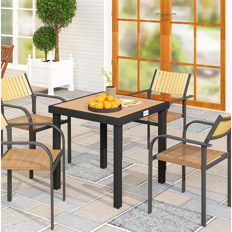 Table jardin 78x78x74 cm effet bois aluminium HAVRYA (1/5)