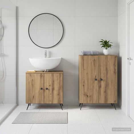 vidaXL 2 Piece Bathroom Cabinet Set BREDA Artisan Oak Engineered Wood (1/5)
