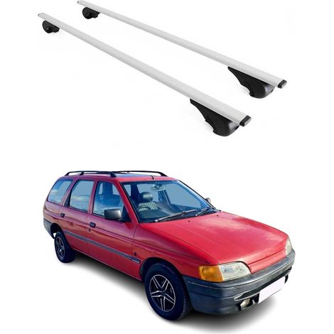 OMAC Barres de toit pour Ford Escort Break 1990-2000 – TÜV / DIN 75302:2019 – Antivol inclus – Charge max 75 kg – 2 barres Argent (1/4)