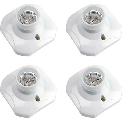 Douille Plafond E27 à Visser, Douille E27 Garage, AC 220-240V, Support Douille pour Ampoule LED, Base Plafonnier Culot E27, Base de Lampe Plastique Blanche pour Lampe au Mur, lot de 4 (1/5)