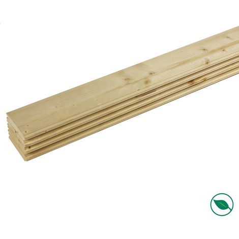Forestea – Lot de 4 lames à volet sapin brut rabotées 2400 x 90 x 26 mm – Label PEFC 70% – Usinage facile pour volets et portes