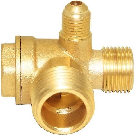 Clapet anti-retour pour compresseur d'air à filetage mâle en laiton 3 voies Central Pneumatic G1/2" x G3/8" x G1/8" (1/5)