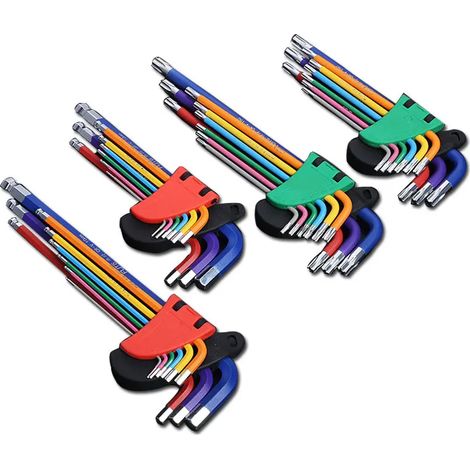 (JEU DE CLÉS TORX LONGUES) Jeu de clés Allen à douille de 1,5 à 10 mm, colorées, à double extrémité (Torx, étoile, L, hexagonale), clé Allen universelle, outils de réparation à main (1/5)