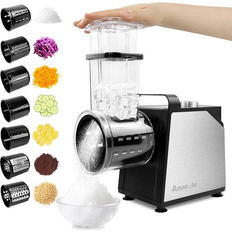 Electric Vegetable Cutter Ice Crusher 7 Blades Stainless Steel Carrot Grater Large Caliber Multifunctional Vegetable Slicer 220V EU Plug (1/5)