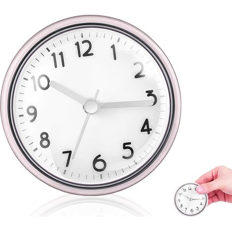 Horloge De Douche Étanche avec Ventouse Horloge De Salle De Bain pour Toilettes Cuisine Et Piscine Petite Murale Compacte Décoration Murale pour Maison Et Hôtel (1/5)