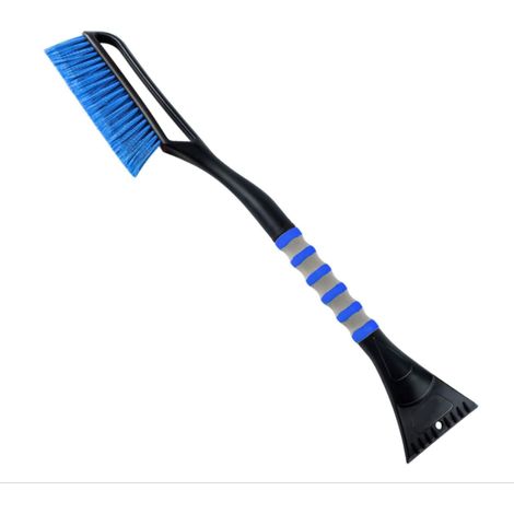 Brosse de nettoyage de voiture 2en1 Fouet grattoir à glace Grattoir à glace amovible Brosse à feuilles et à pollen avec poignée ergonomique en mousse pour voitures,camions et SUV (ABS,brosse PVC,68CM)
