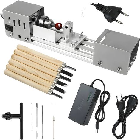 Tour à bois mini, vitesse variable, design compact, 220V (1/2)