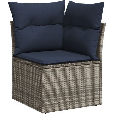 vidaXL Sofá de jardín con cojín Gris 62 x 62 x 69 cm ratán sintético (1/2)