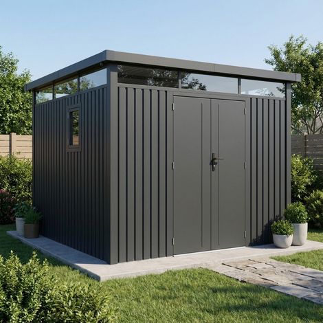 Abri jardin acier galvanisé 8,64m2 gris Kosto X-Metal (1/5)
