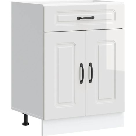 Mueble de cocina moderno con almacenamiento optimizado 60 x 46 x 81,5 cm en madera de ingeniería blanca brillante 020049912 (1/5)