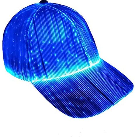 Casquette Fibre Optique LED 7 Couleurs Lumineuses Rechargeable USB - Chapeau Lumineux pour Fête Halloween Rave Carnaval Festival DJ Hip Hop Cadet Ado Adulte Gift Surprise (1/5)