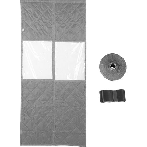 Rideau de porte isolé par aimant, couverture thermique d'hiver avec fenêtre transparente, garde l'air froid à l'extérieur pour porte d'entrée de maison de 34,65x85,04 pouces, gris (1/5)