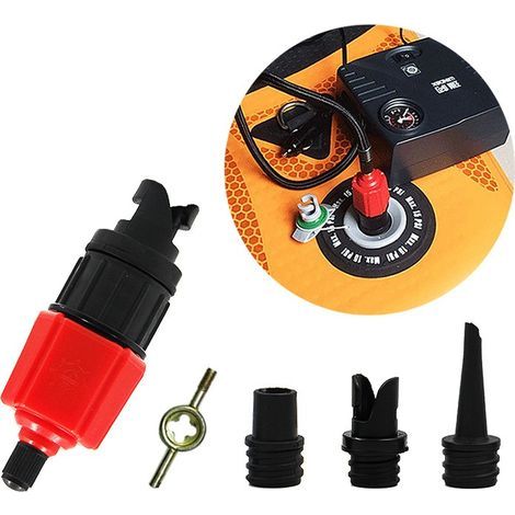 Inflatable Kayak Pump, SUP Air Inflation Valve Adapter and Gas Nozzle 4 Pcs for Inflatables (1/5)