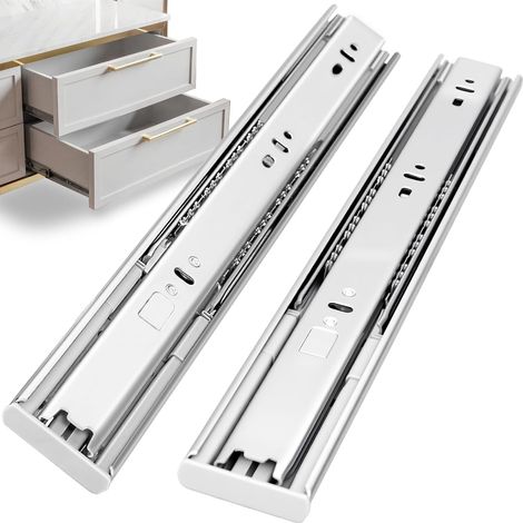 glissiere pour tiroir 6 paires (12pcs), 50cm Glissières de tiroir à fermeture automatique douce, extension complète avec glissières à roulement à billes, coulisse tiroir 100 lb de capacité (1/5)