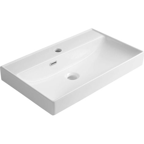 Aqualine Parla - Lavabo 65x38 cm, con troppopieno, foro per rubinetto, bianco 9965 (1/5)