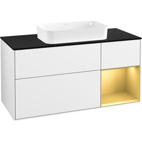 V&B Waschtischunterschrank Finion 120x60 cm, Reg re gol m, glo wh. lacquer (1/2)