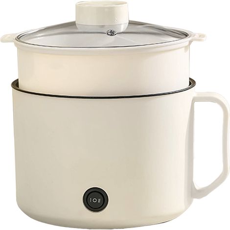 Multifunktionaler Mini-Elektro-Kochtopf für Studenten – Schnellkochtopf für Nudeln, inklusive Dampfgarer, 220 V, Beige (1/5)