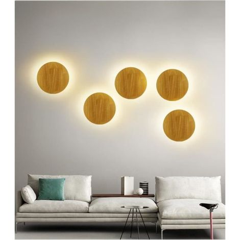 LED 6W Moderne Luminaire Mural Antipoussière Lampe Murale Boîte Bois Applique Murale Light Blanc Chaud pour Intérieur Chambre Bar,A (1/4)