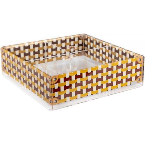 ONLY COFFEE CONTENITORE ORGANIZZATORE IN CRISTALLO ACRILICO DECORTATO ARANCIONE