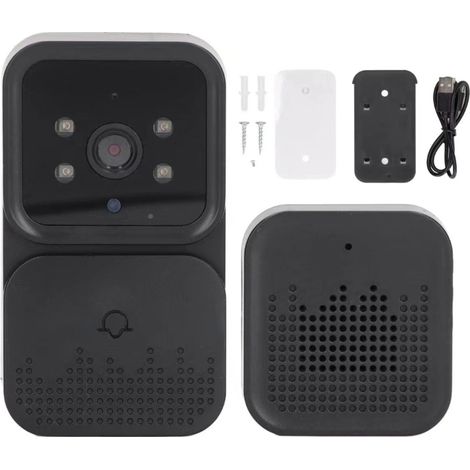 Sonnette intelligente détection de mouvement sans fil HD avec alarme PIR et maison appartement, interphone Wi-Fi pour infrarouge et vidéo (1/5)