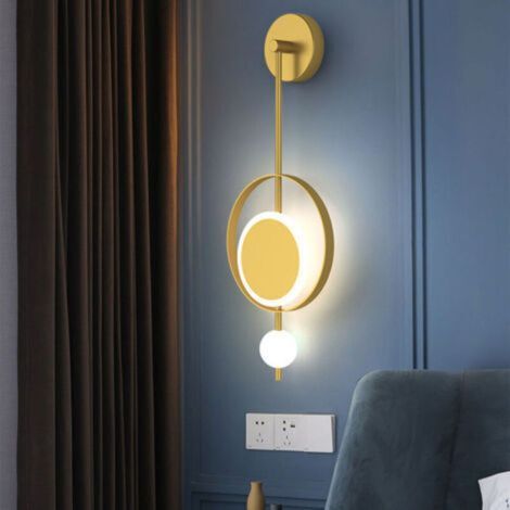 Runde LED-Wandleuchte in Goldoptik, dekorative Wandleuchte für den Innenbereich mit Messingfinish und Marmorschirm, geeignet für Wohnzimmer, Schlafzimmer, Badezimmer, Flur und Gästezimmer. (1/5)