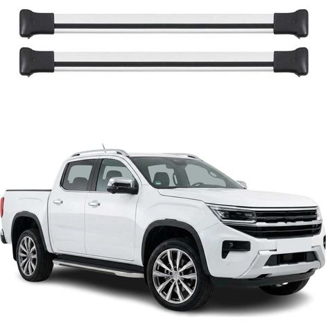 OMAC Barres de toit en aluminium pour VW Amarok II 2023-2026 – TÜV / DIN 75302:2019 – Charge max 75 kg – 2 barres Argent (1/4)