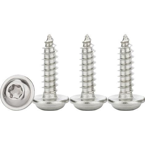 Vis à Tôle Autoperceuses M4x12mm,50 Pièces Vis Autoforeuse Torx avec Rondelle Acier Inoxydable A2 V2A Vis Bois à Tête Bombée Plate Dureté élevée,Entièrement Fileté (1/5)