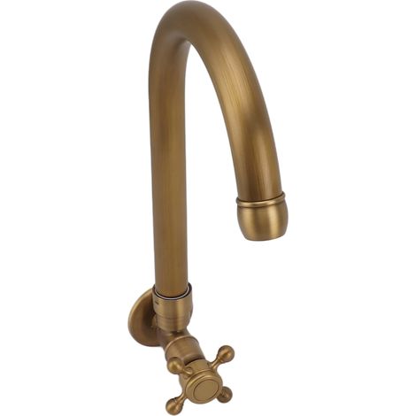 Robinet de jardin extérieur antique encastré, résistant au gel, rotation à 360°, robinet d'eau froide simple à bec rond (1/5)