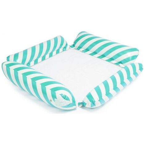 Matelas flottant pour adultes avec pompe - Bleu et rayures blanches (1/5)
