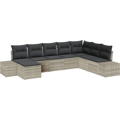 Maison Exclusive - Garten-Sofa-Set mit Kissen 8 pcs Hellgrau Poly