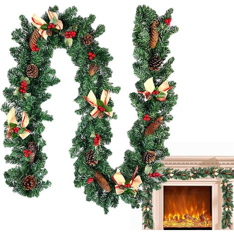 Guirlande de Noël avec pommes de pin Décor d'Intérieur, Centre de Table, 2,68 m Guirlande pour Noël avec baies et pommes de pin Centres de table de fête pour fenêtre (1/5)