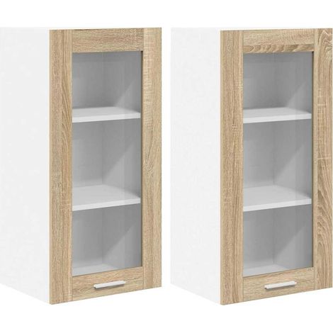 Mueble colgante con puerta 2 pcs Roble Sonoma 40 x 31 x 80 cm vidaXL
