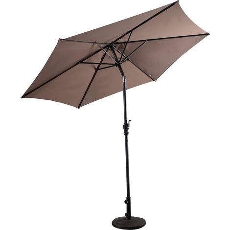 COSTWAY Ombrellone con Luci LED da Giardino, Parasole da Esterno Ombrello da Spiaggia Ø300 cm, Marrone (1/5)