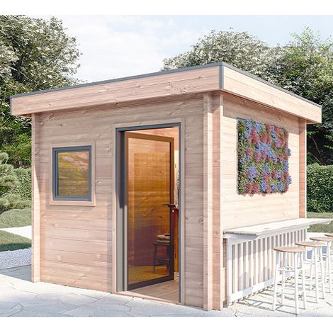 CHALET DE JARDIN TALIPIA 8M² - BOIS DOUGLAS 55MM - PORTE & FENETRE PVC - TOITURE ACIER (1/5)