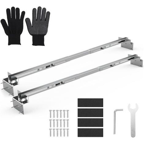 Supports d'évier encastrables, support d'évier réglable en acier inoxydable, installation horizontale, gain de place, kit de réparation robuste pour cuisine, salle de bain (71-100 cm) (1/4)