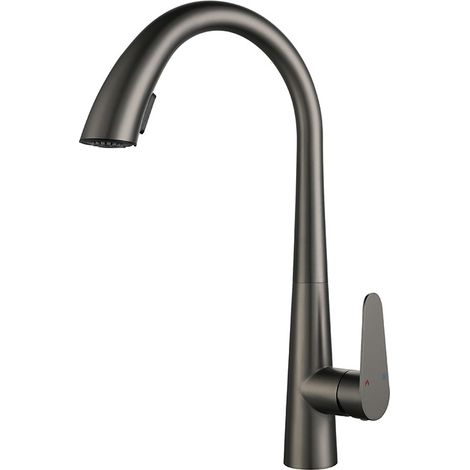 Grifo de cocina extraíble en acero inoxidable 304, rotación de 360°, color gris (1/5)